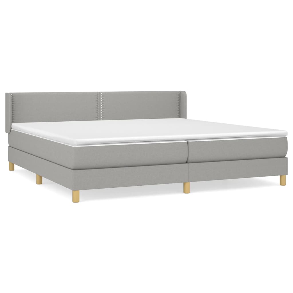 Κρεβάτι Boxspring με Στρώμα Ανοιχτό Γκρι 200x200 εκ. Υφασμάτινο