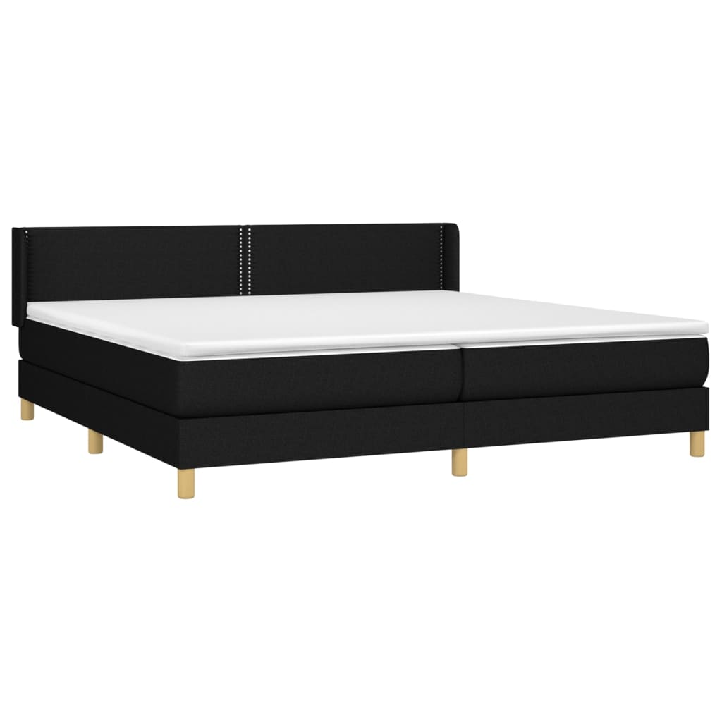 Κρεβάτι Boxspring με Στρώμα Μαύρο 200x200 εκ. Υφασμάτινο