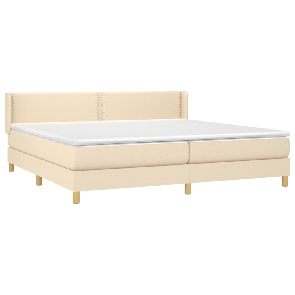 Κρεβάτι Boxspring με Στρώμα Κρεμ 200x200 εκ. Υφασμάτινο