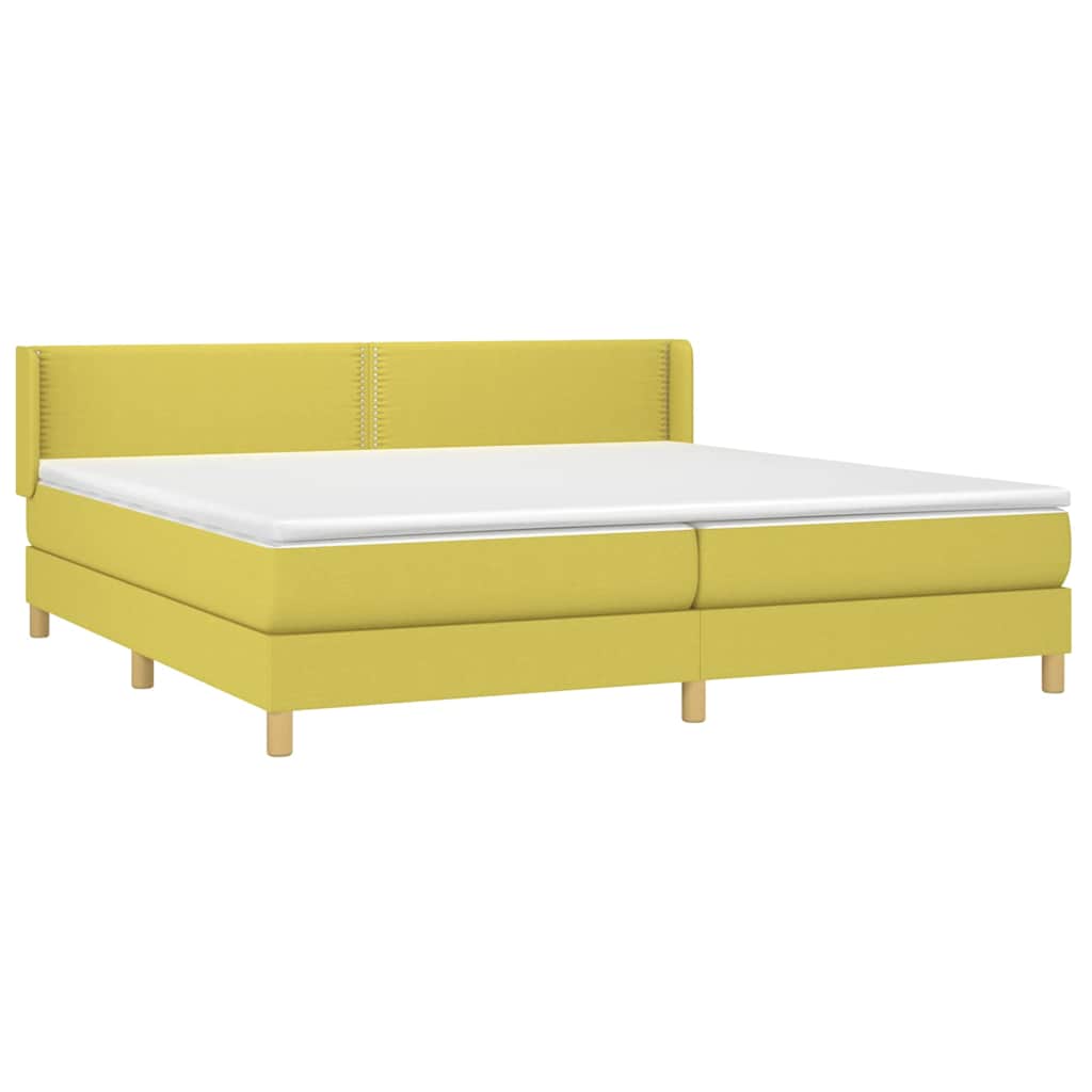Κρεβάτι Boxspring με Στρώμα Πράσινο 200x200 εκ. Υφασμάτινο - Pakobazaar