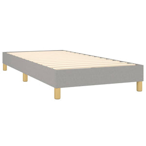 Κρεβάτι Boxspring με Στρώμα Ανοιχτό Γκρι 90x190 εκ. Υφασμάτινο