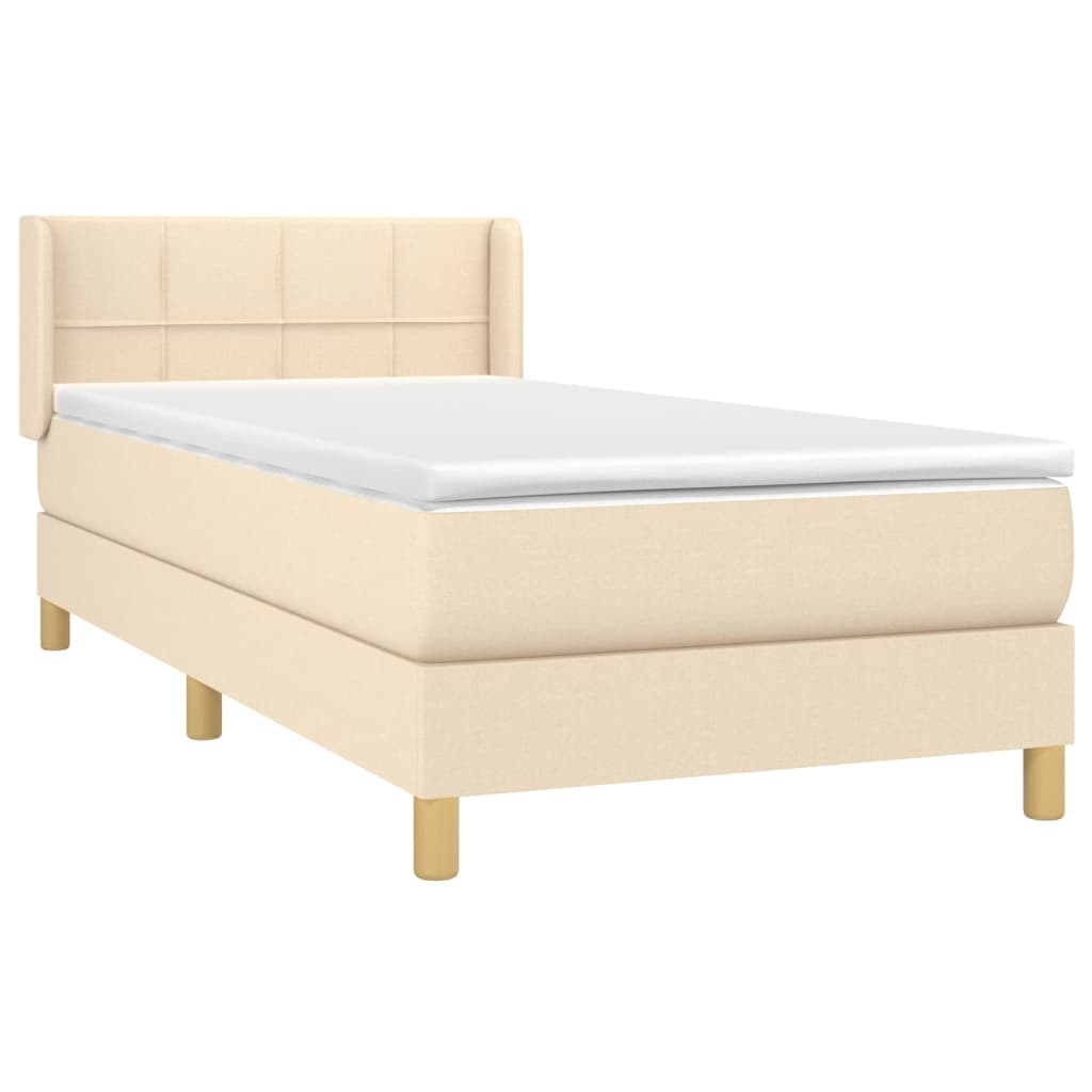 Κρεβάτι Boxspring με Στρώμα Κρεμ 100 x 200 εκ. Υφασμάτινο