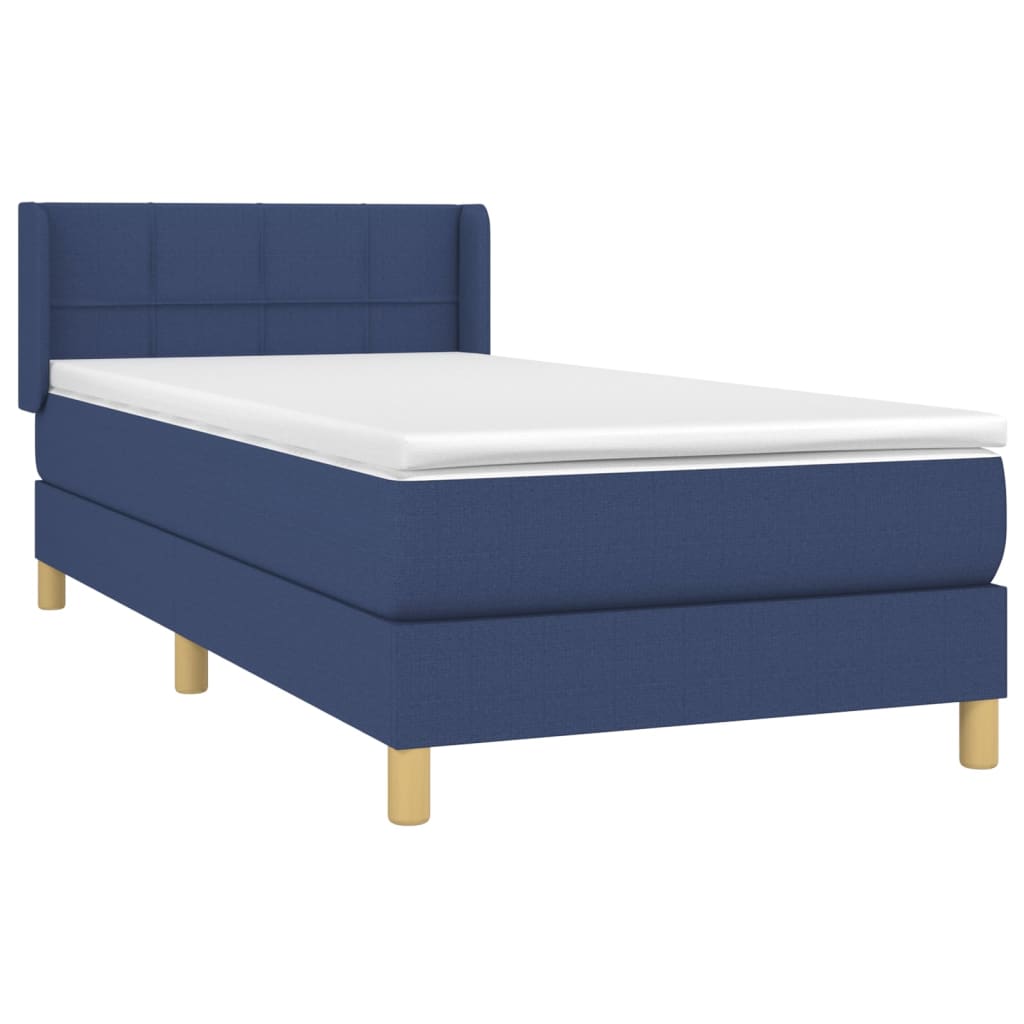 Κρεβάτι Boxspring με Στρώμα Μπλε 100 x 200 εκ. Υφασμάτινο