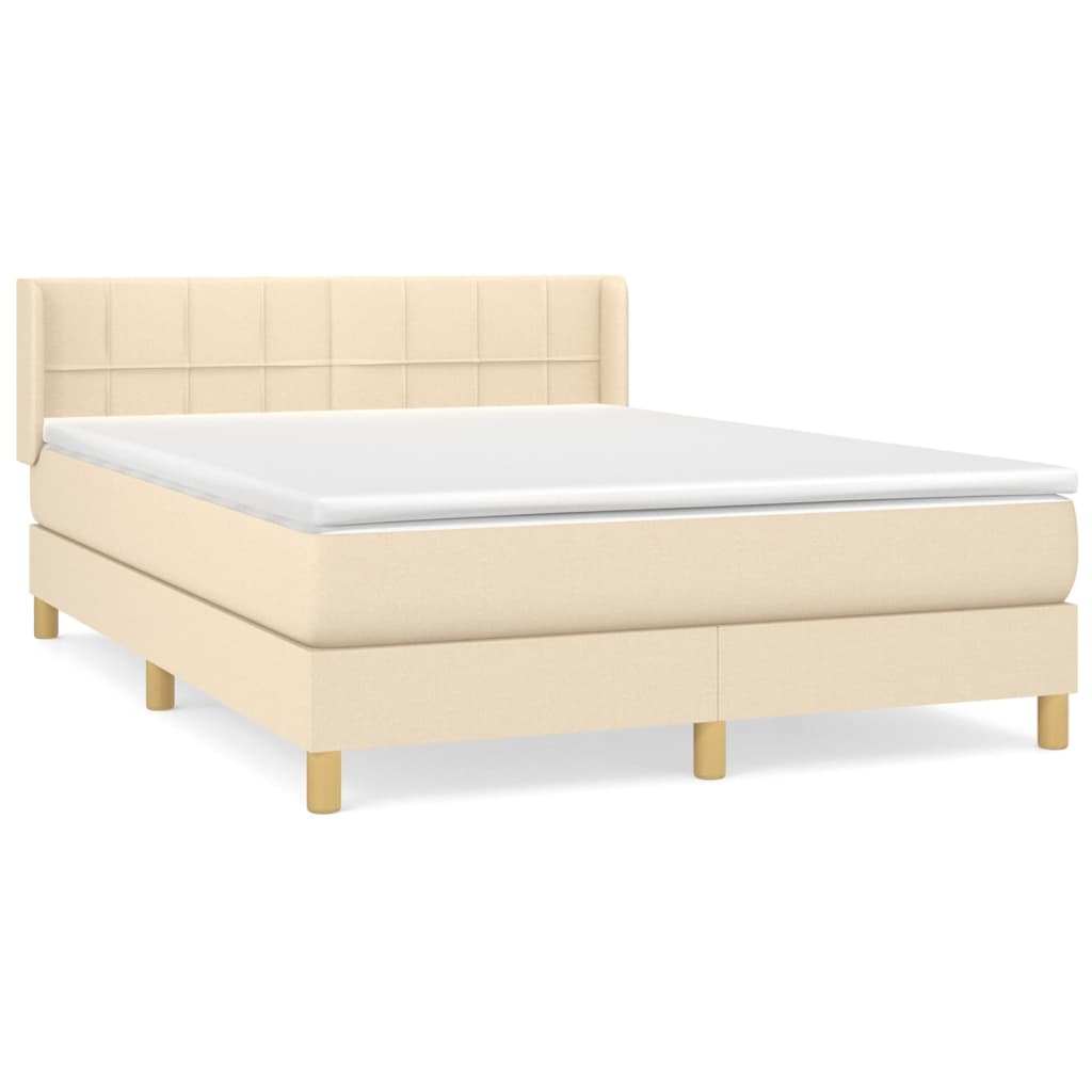 Κρεβάτι Boxspring με Στρώμα Κρεμ 140x190 εκ. Υφασμάτινο - Pakobazaar