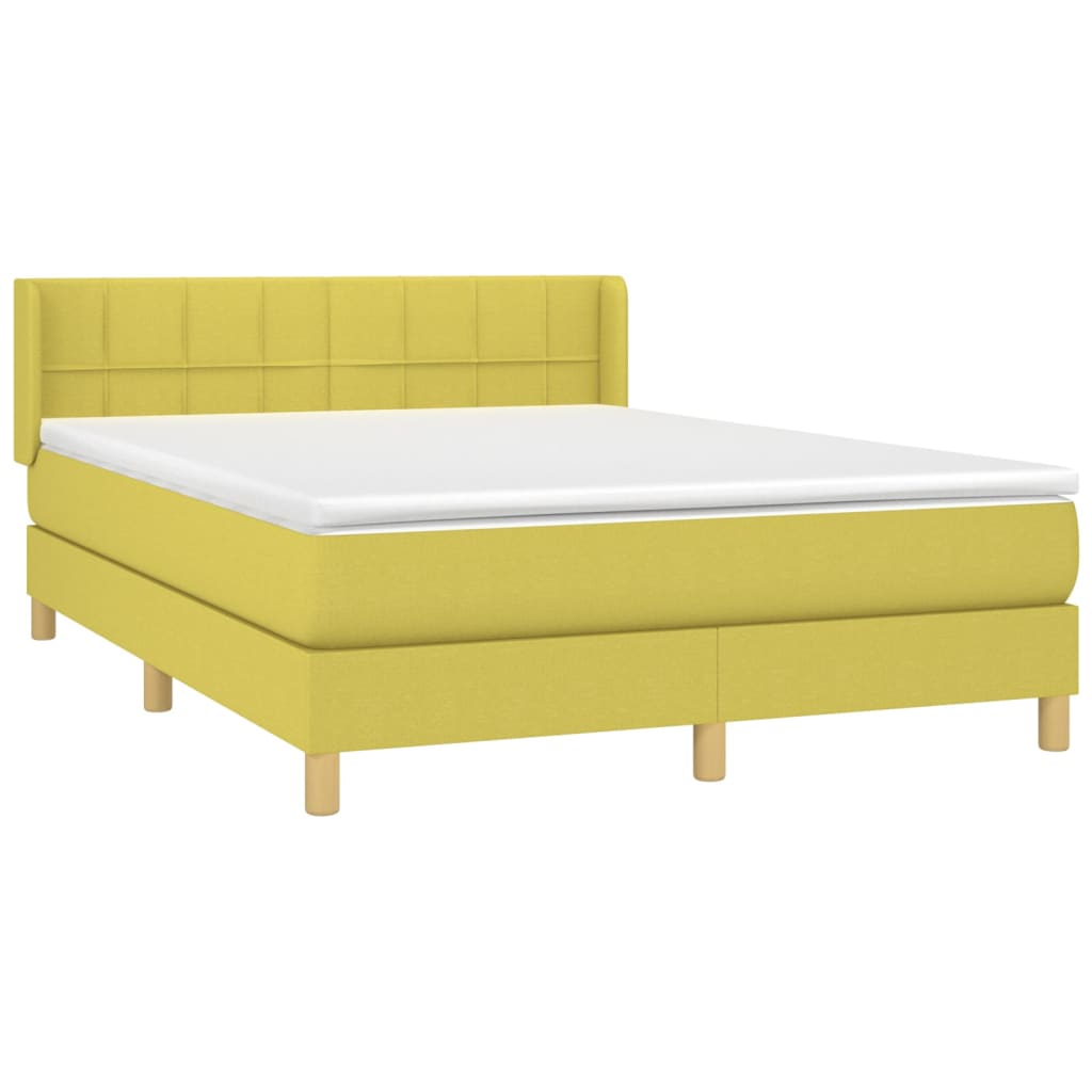 Κρεβάτι Boxspring με Στρώμα Πράσινο 140x190 εκ. Υφασμάτινο