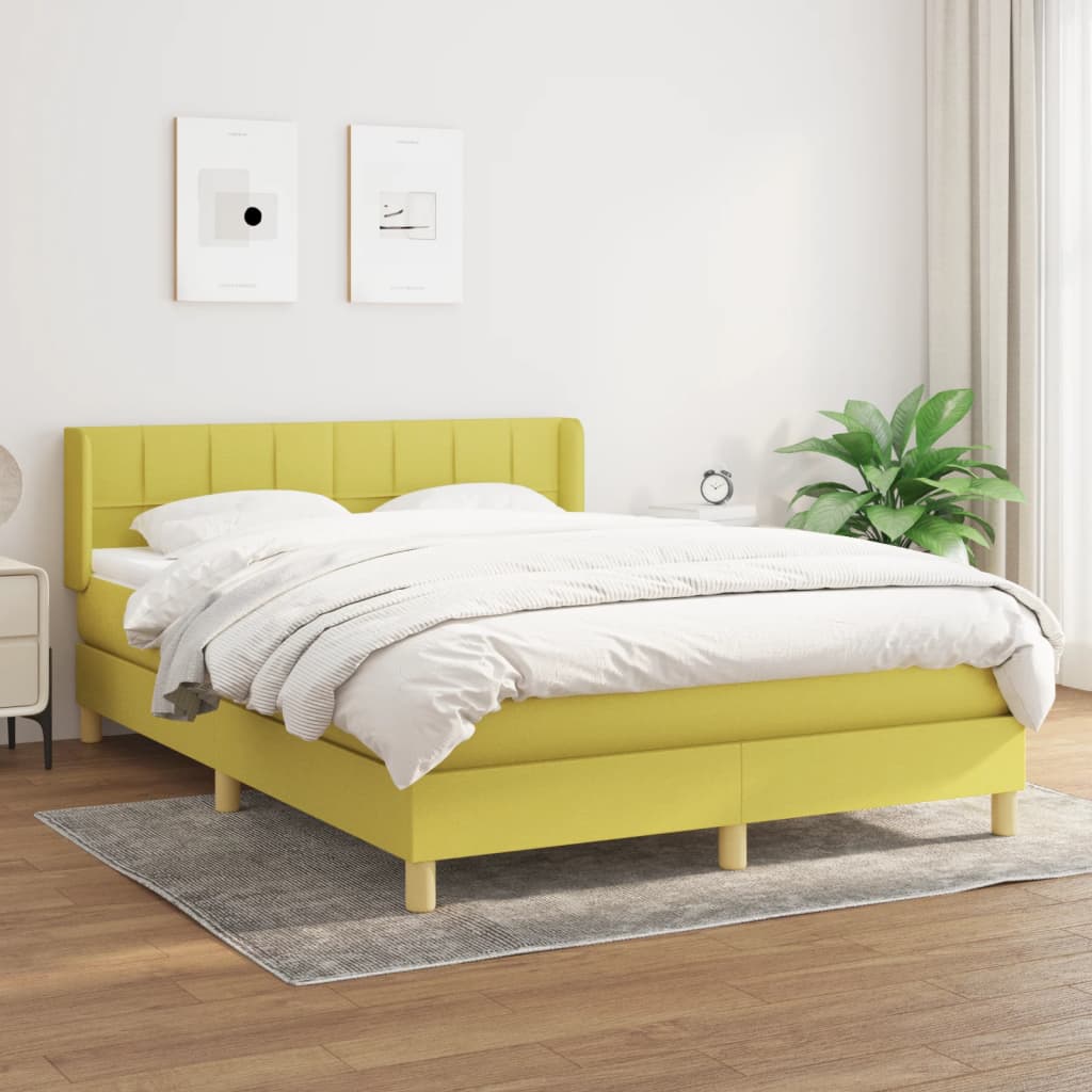 Κρεβάτι Boxspring με Στρώμα Πράσινο 140x190 εκ. Υφασμάτινο