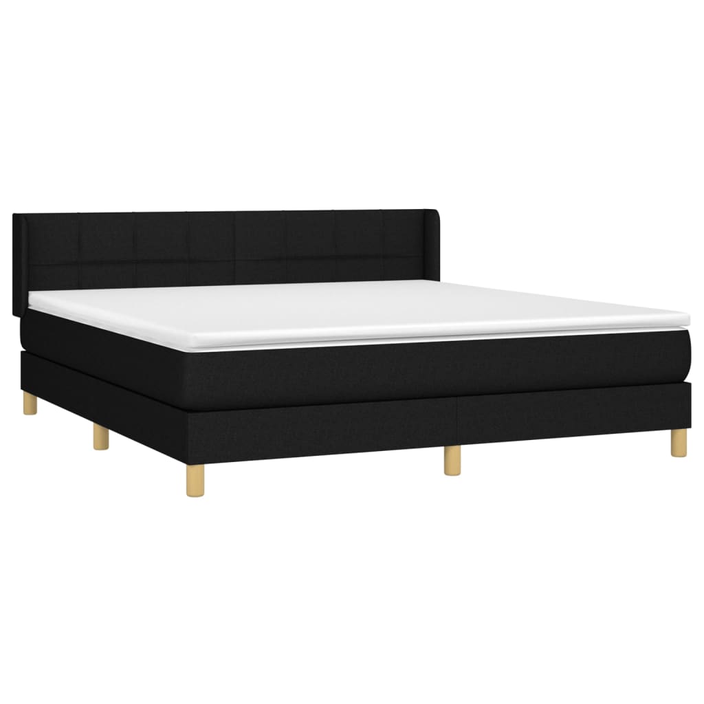 Κρεβάτι Boxspring με Στρώμα Μαύρο 160x200 εκ. Υφασμάτινο