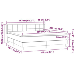 Κρεβάτι Boxspring με Στρώμα Μπλε 160x200 εκ. Υφασμάτινο