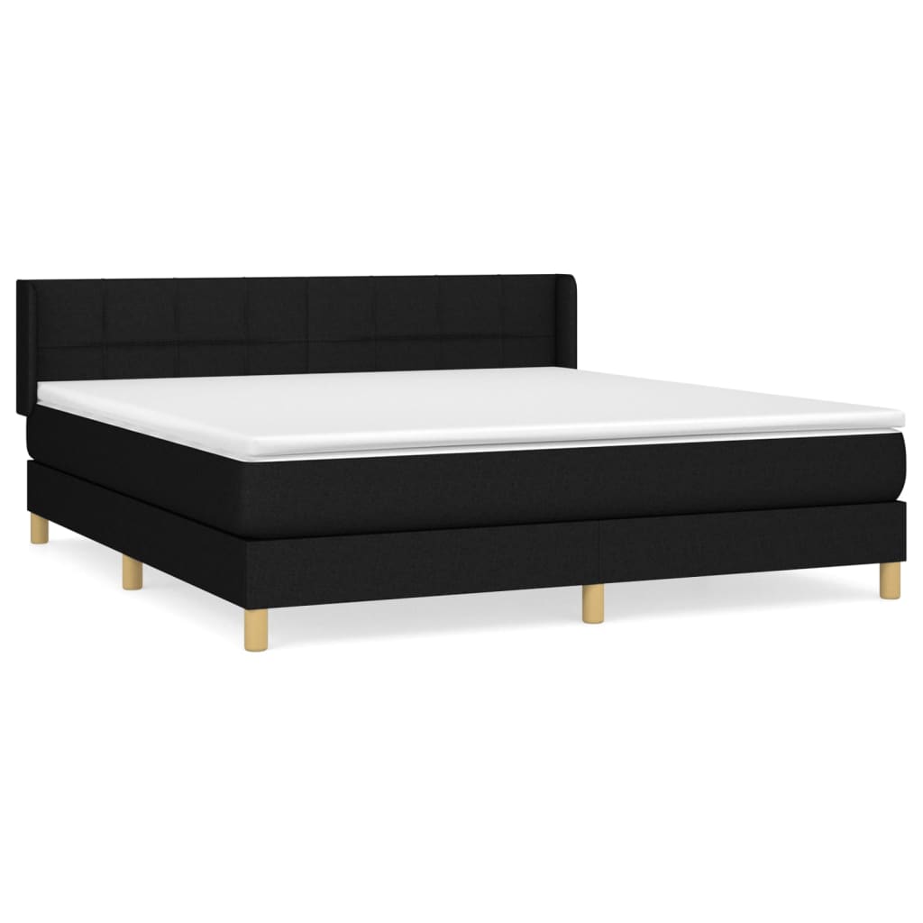 Κρεβάτι Boxspring με Στρώμα Μαύρο 180x200 εκ. Υφασμάτινο