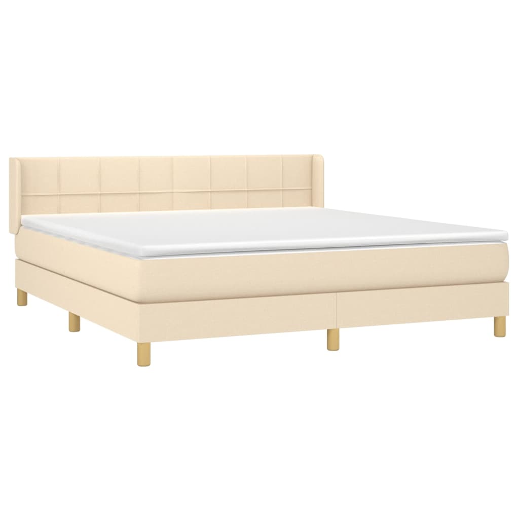 Κρεβάτι Boxspring με Στρώμα Κρεμ 180x200 εκ. Υφασμάτινο