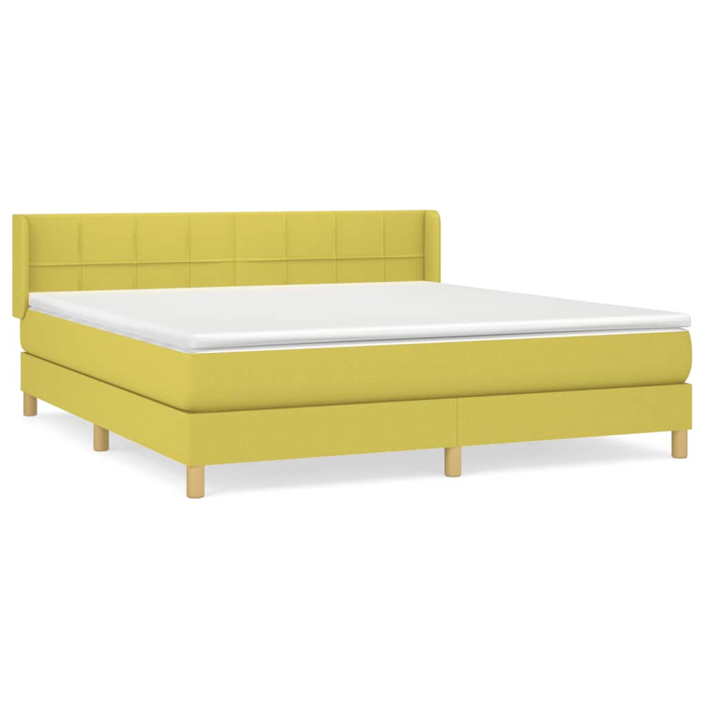Κρεβάτι Boxspring με Στρώμα Πράσινο 180x200 εκ.Υφασμάτινο - Pakobazaar