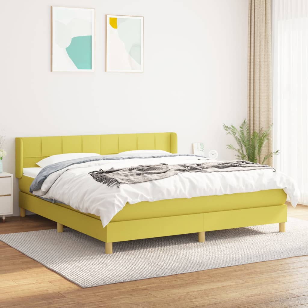 Κρεβάτι Boxspring με Στρώμα Πράσινο 180x200 εκ.Υφασμάτινο - Pakobazaar