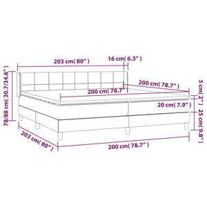 Κρεβάτι Boxspring με Στρώμα Μαύρο 200x200 εκ. Υφασμάτινο