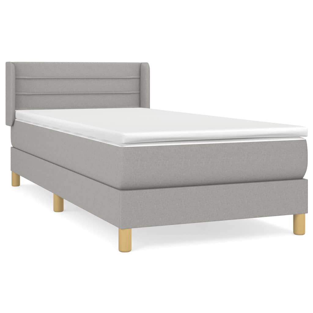 Κρεβάτι Boxspring με Στρώμα Ανοιχτό Γκρι 80x200 εκ. Υφασμάτινο