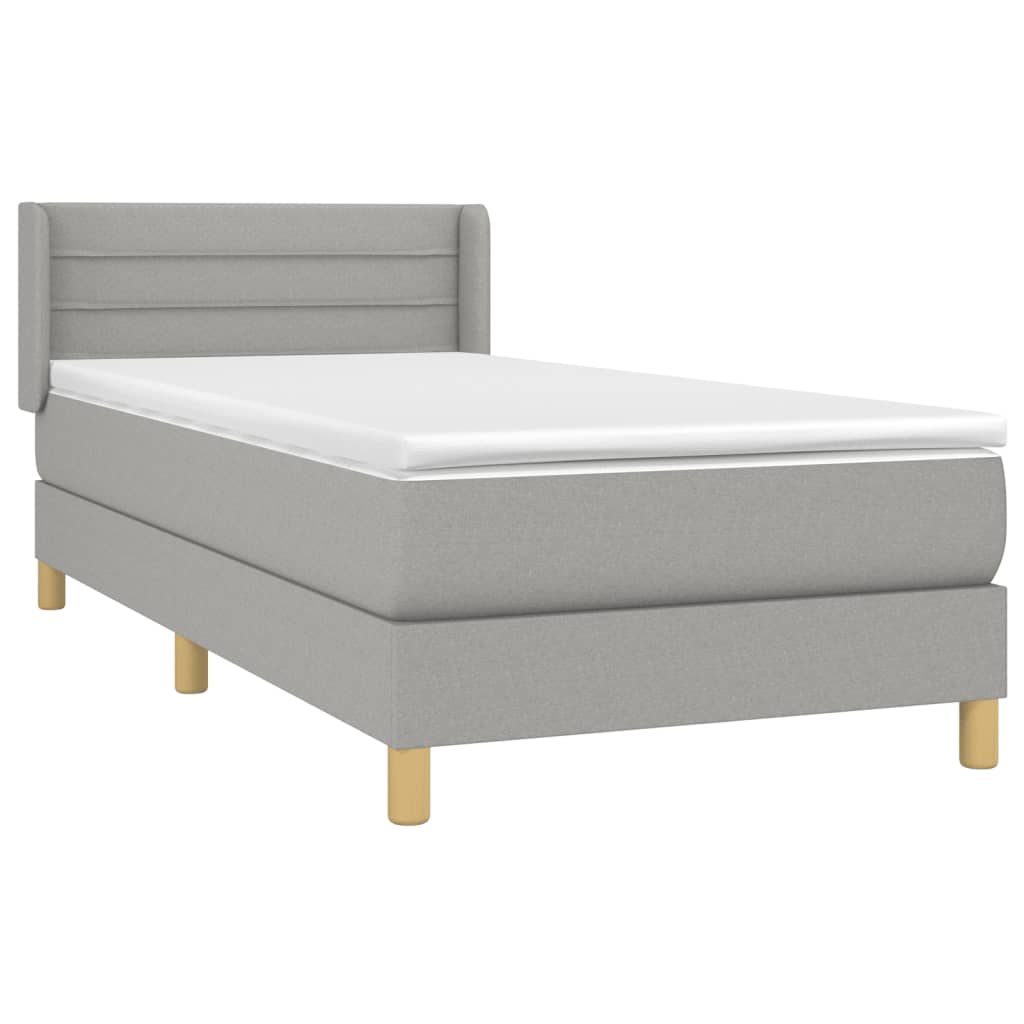 Κρεβάτι Boxspring με Στρώμα Ανοιχτό Γκρι 80x200 εκ. Υφασμάτινο