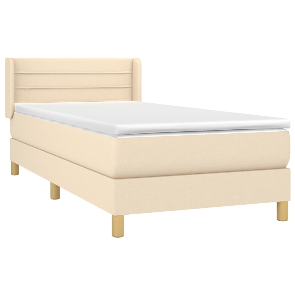 Κρεβάτι Boxspring με Στρώμα Κρεμ 90x190 εκ.Υφασμάτινο