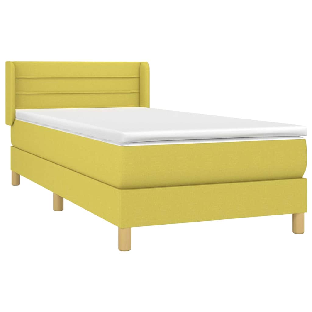 Κρεβάτι Boxspring με Στρώμα Πράσινο 90x190 εκ.Υφασμάτινο