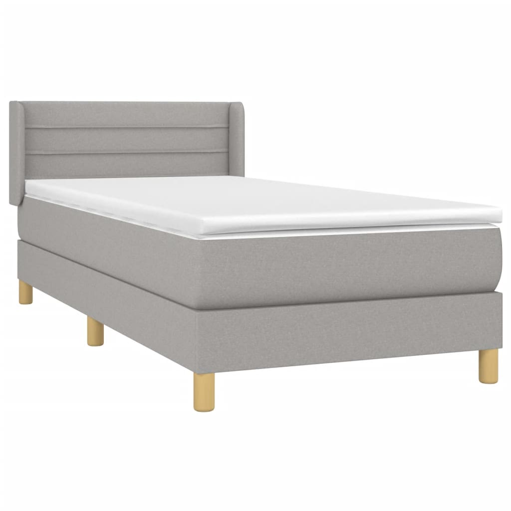 Κρεβάτι Boxspring με Στρώμα Ανοιχτό Γκρι 100x200 εκ. Υφασμάτινο