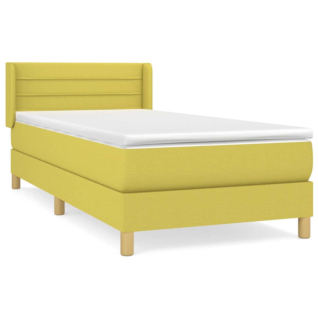 Κρεβάτι Boxspring με Στρώμα Πράσινο 100 x 200 εκ. Υφασμάτινο