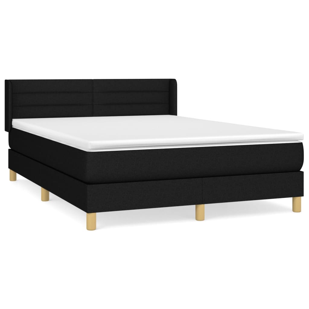 Κρεβάτι Boxspring με Στρώμα Μαύρο 140x190 εκ. Υφασμάτινο