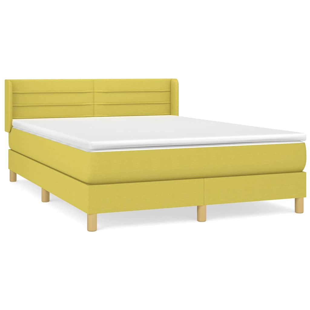 Κρεβάτι Boxspring με Στρώμα Πράσινο 140x190 εκ. Υφασμάτινο