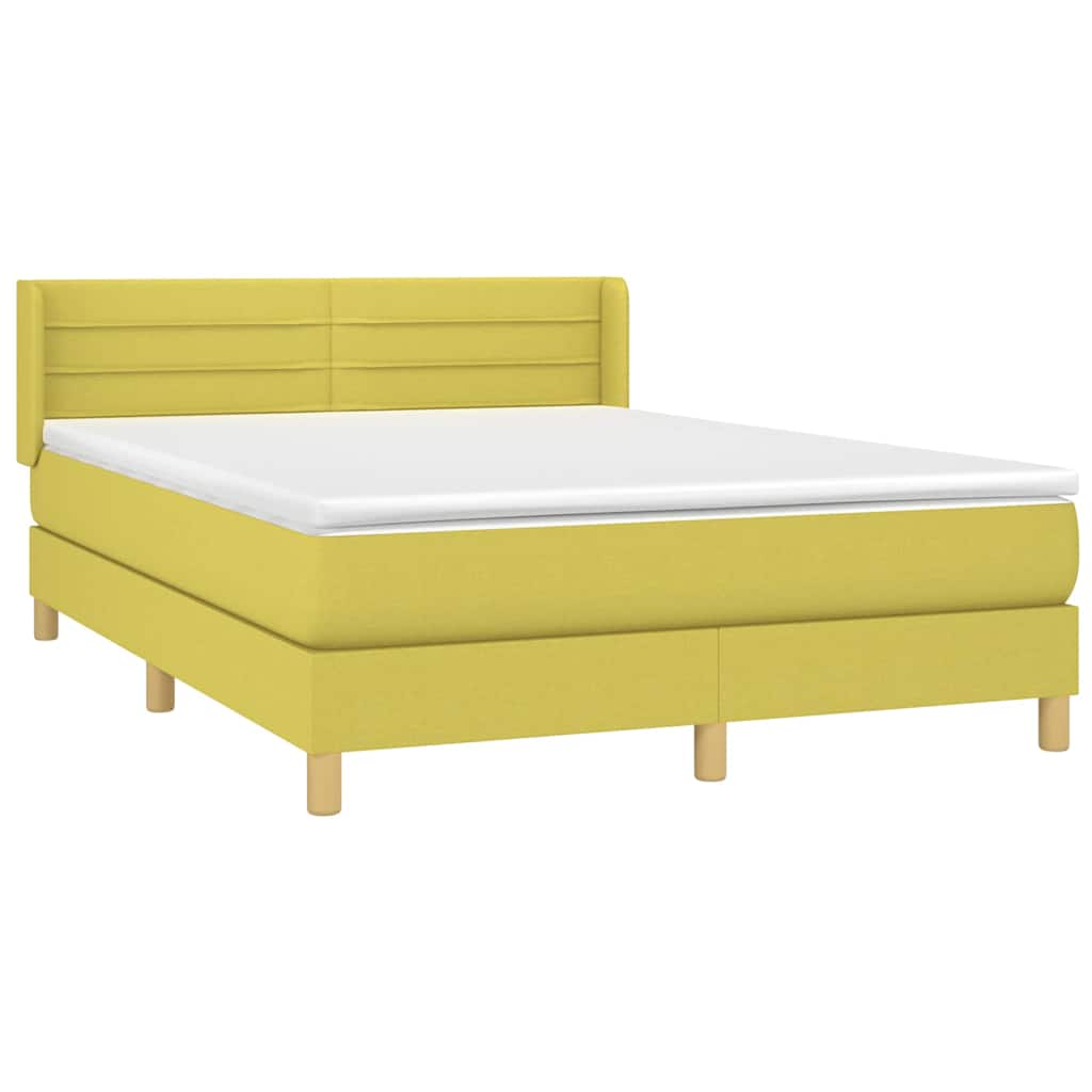 Κρεβάτι Boxspring με Στρώμα Πράσινο 140x190 εκ. Υφασμάτινο