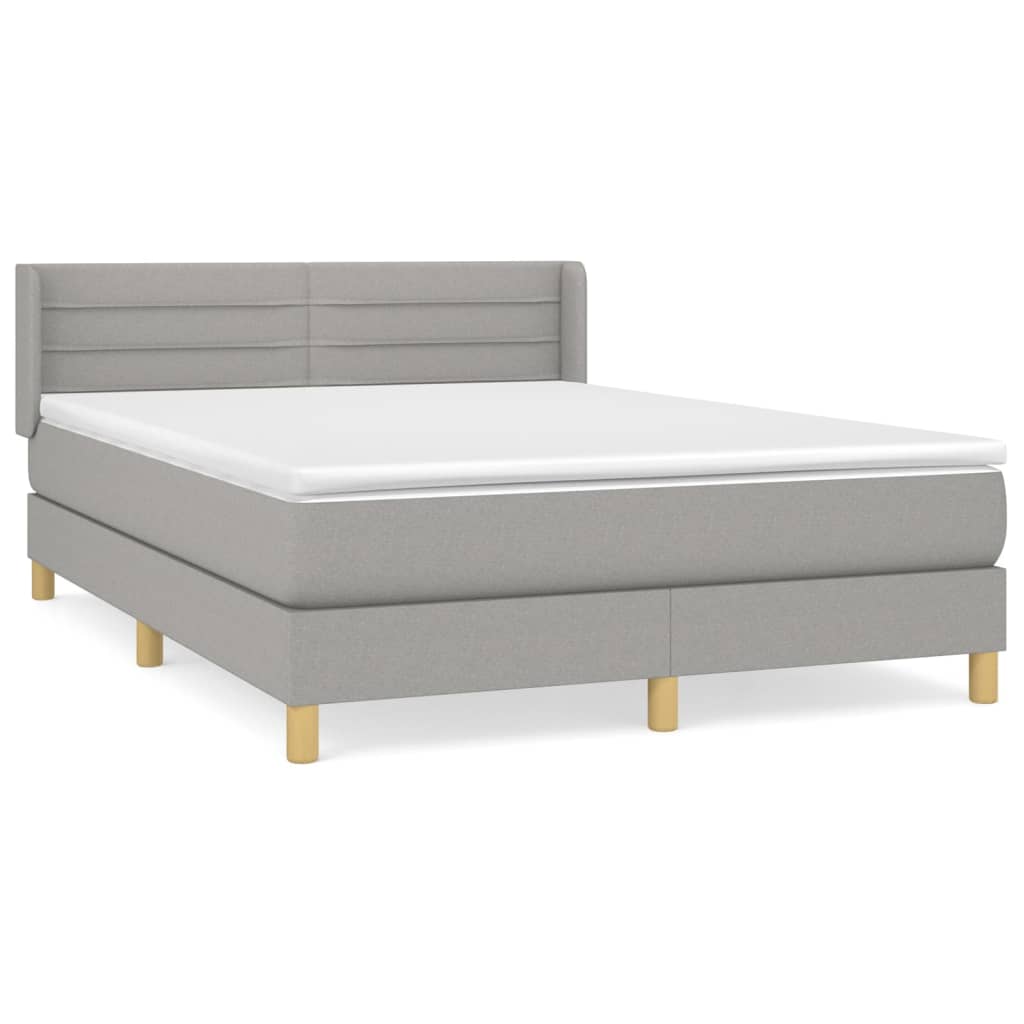 Κρεβάτι Boxspring με Στρώμα Ανοιχτό Γκρι 140x200 εκ. Υφασμάτινο