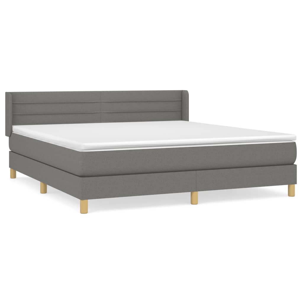 Κρεβάτι Boxspring με Στρώμα Σκούρο Γκρι 160x200 εκ Υφασμάτινο - Pakobazaar