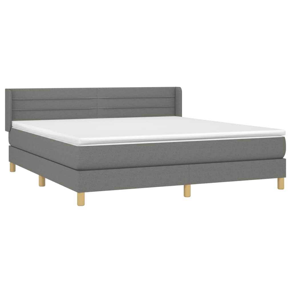 Κρεβάτι Boxspring με Στρώμα Σκούρο Γκρι 160x200 εκ Υφασμάτινο - Pakobazaar