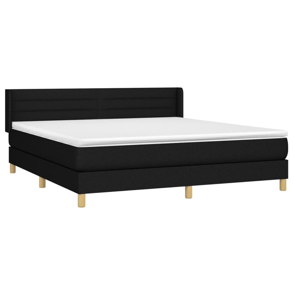 Κρεβάτι Boxspring με Στρώμα Μαύρο 160x200 εκ. Υφασμάτινο