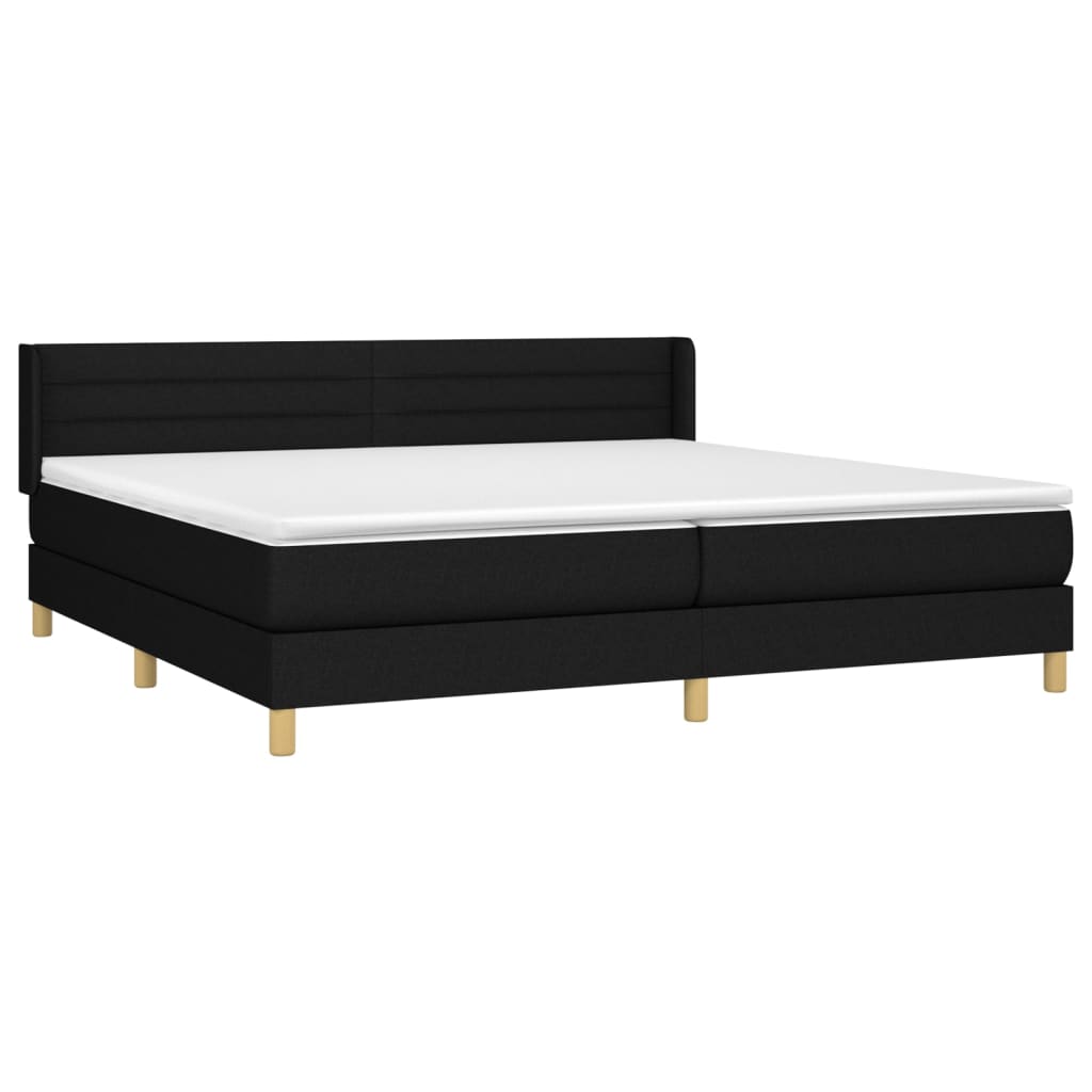Κρεβάτι Boxspring με Στρώμα Μαύρο 200x200 εκ. Υφασμάτινο