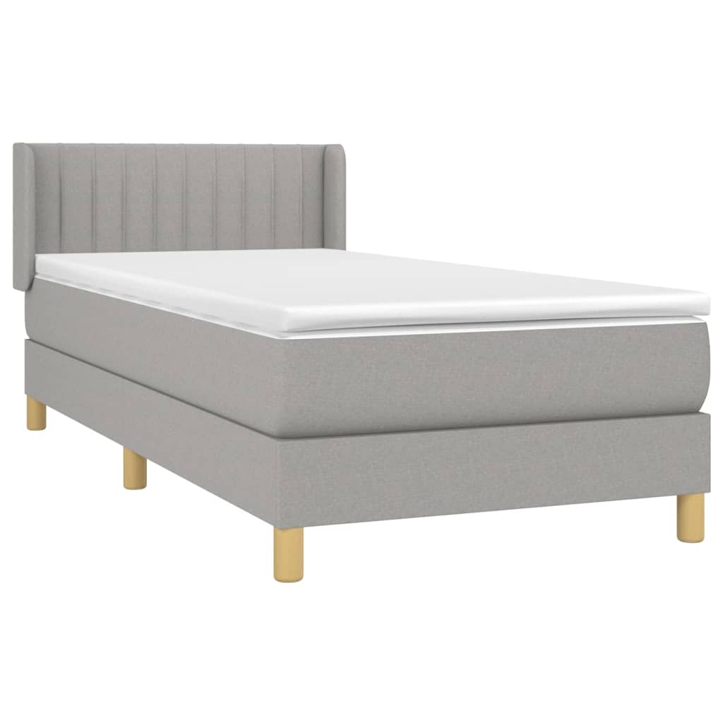 Κρεβάτι Boxspring με Στρώμα Ανοιχτό Γκρι 80x200 εκ. Υφασμάτινο