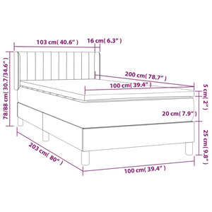 Κρεβάτι Boxspring με Στρώμα Πράσινο 100 x 200 εκ. Υφασμάτινο