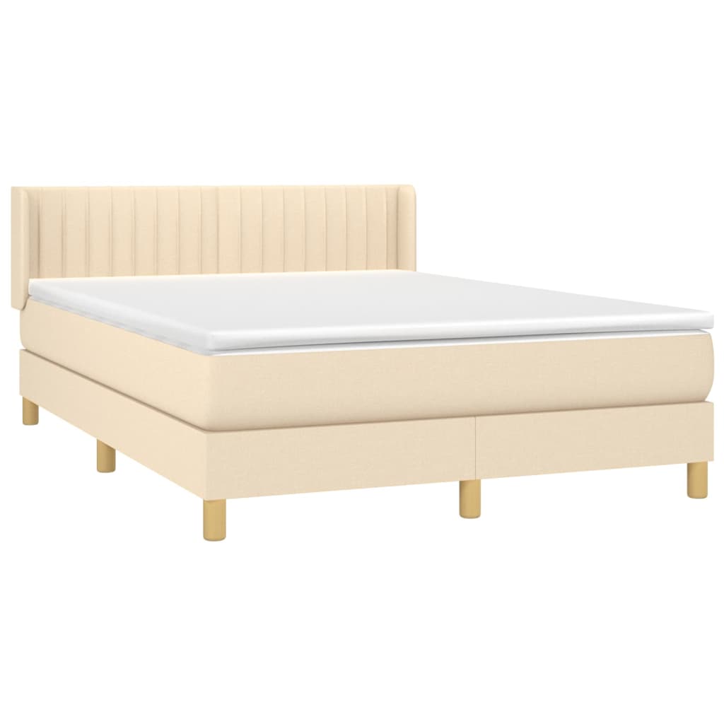 Κρεβάτι Boxspring με Στρώμα Κρεμ 140x190 εκ. Υφασμάτινο - Pakobazaar