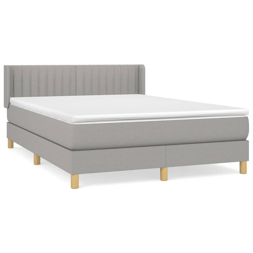 Κρεβάτι Boxspring με Στρώμα Ανοιχτό Γκρι 140x200 εκ. Υφασμάτινο