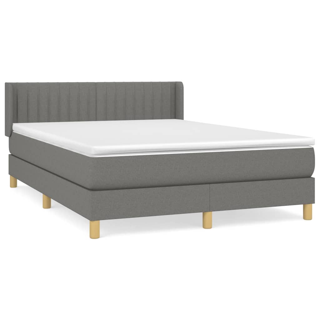 Κρεβάτι Boxspring με Στρώμα Σκούρο Γκρι 140x200 εκ Υφασμάτινο
