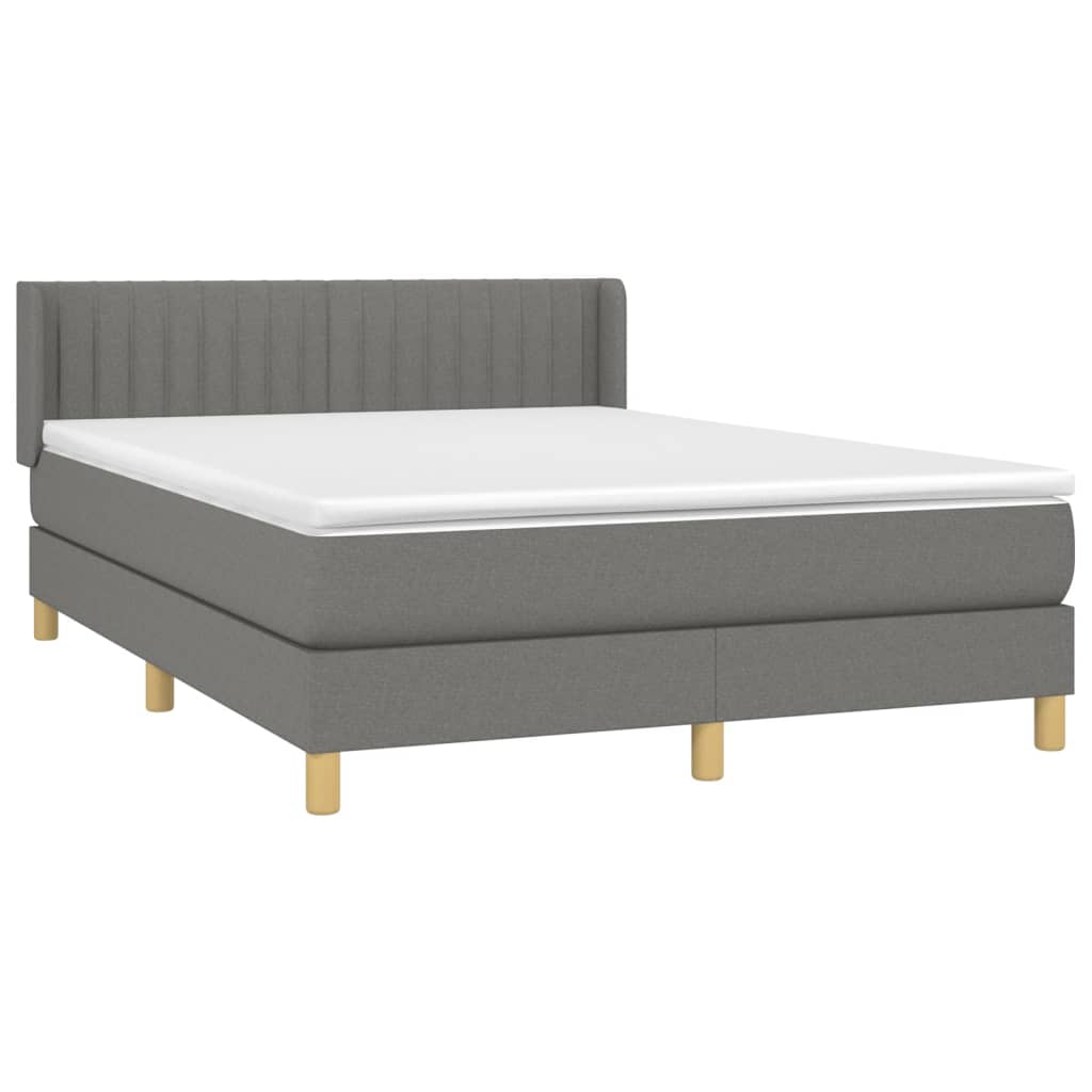 Κρεβάτι Boxspring με Στρώμα Σκούρο Γκρι 140x200 εκ Υφασμάτινο