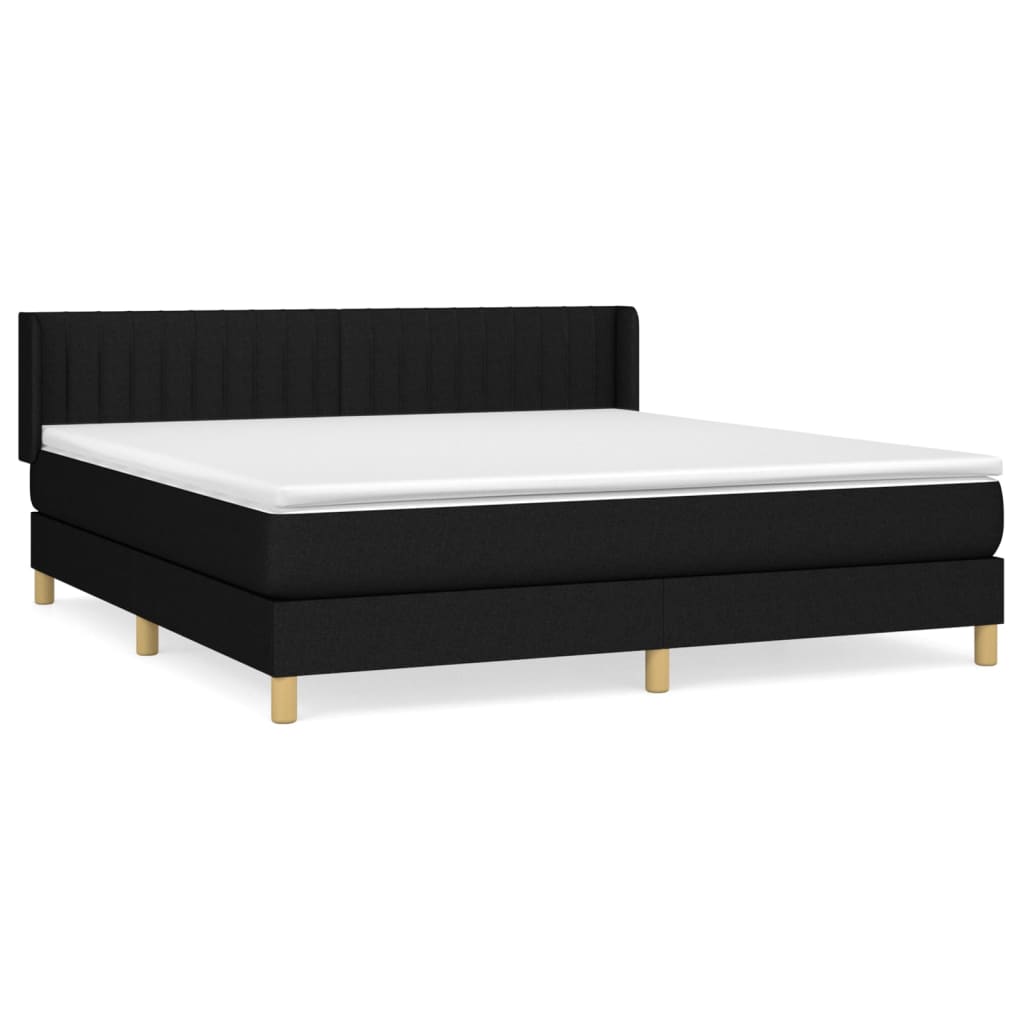 Κρεβάτι Boxspring με Στρώμα Μαύρο 160x200 εκ. Υφασμάτινο