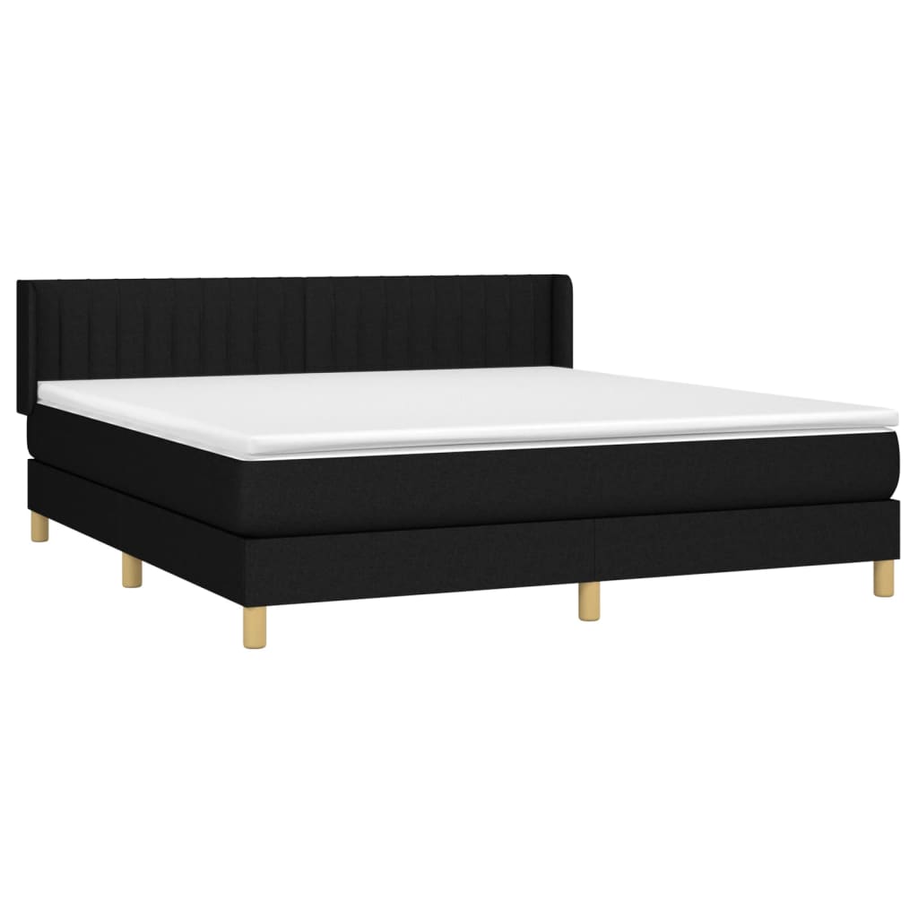 Κρεβάτι Boxspring με Στρώμα Μαύρο 160x200 εκ. Υφασμάτινο