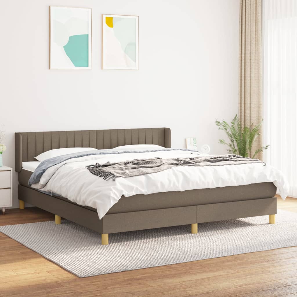 Κρεβάτι Boxspring με Στρώμα Taupe 160x200 εκ. Υφασμάτινο - Pakobazaar