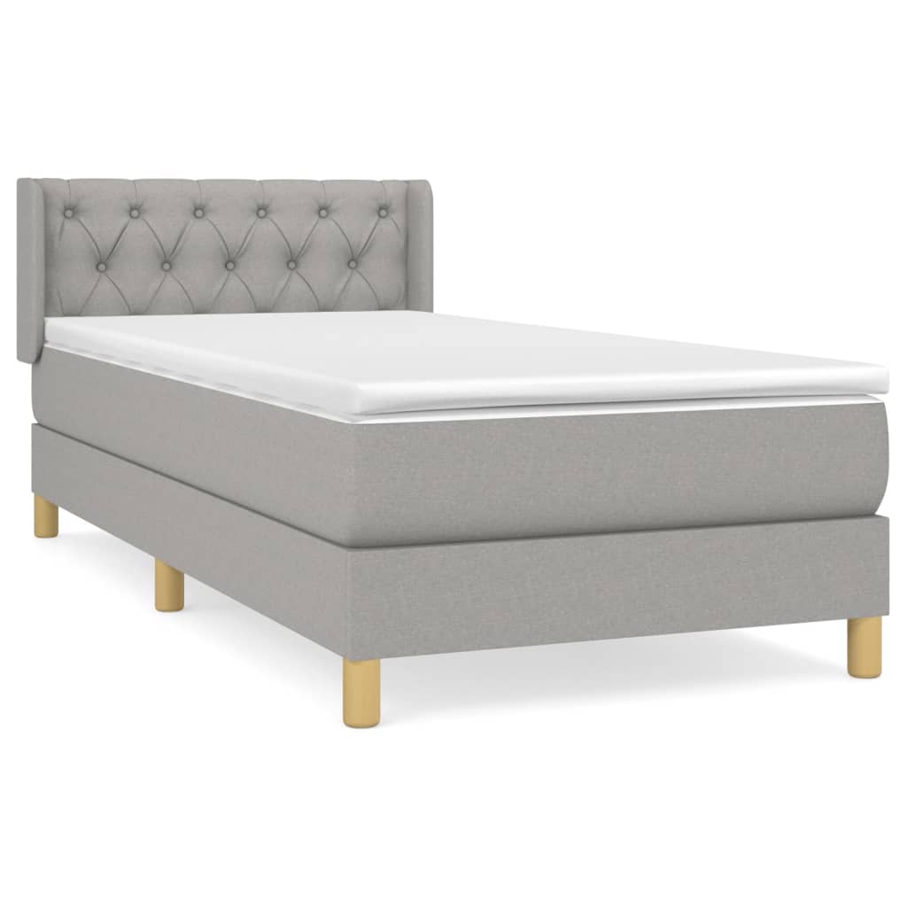 Κρεβάτι Boxspring με Στρώμα Ανοιχτό Γκρι 80x200 εκ. Υφασμάτινο - Pakobazaar