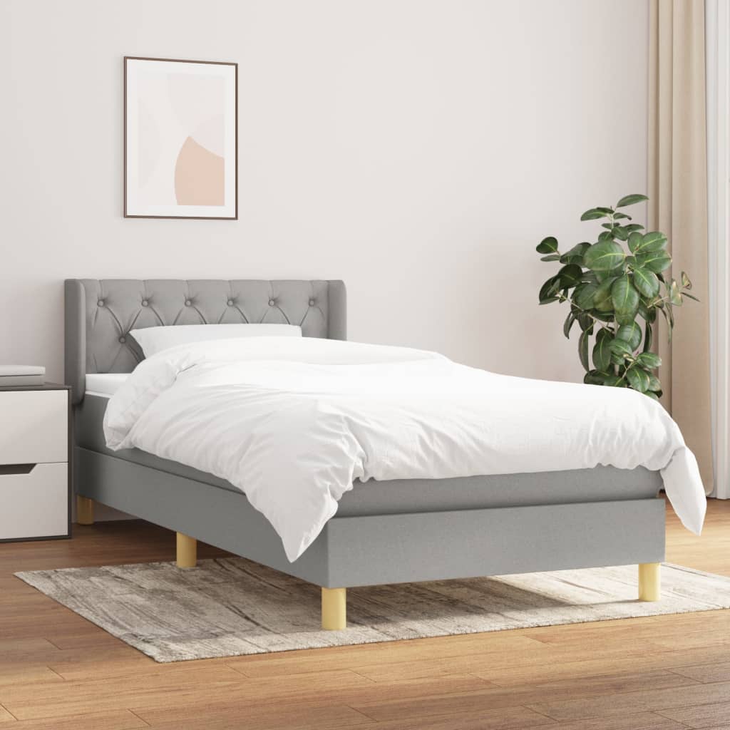 Κρεβάτι Boxspring με Στρώμα Ανοιχτό Γκρι 80x200 εκ. Υφασμάτινο - Pakobazaar