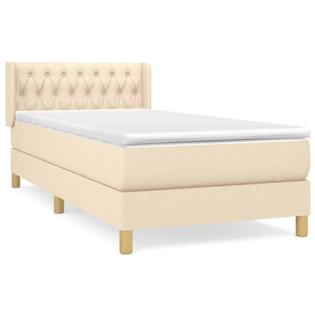 Κρεβάτι Boxspring με Στρώμα Κρεμ 90x190 εκ.Υφασμάτινο