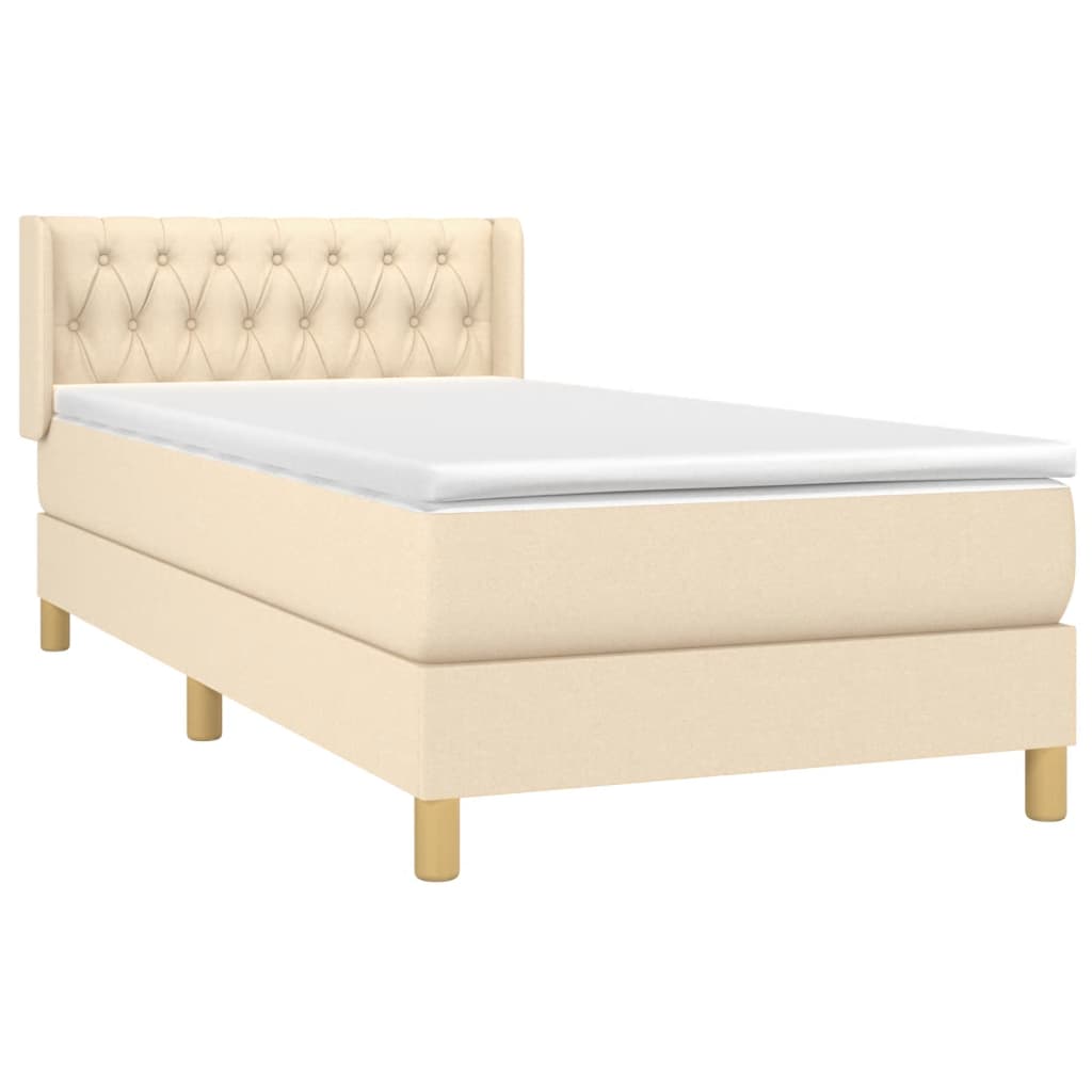 Κρεβάτι Boxspring με Στρώμα Κρεμ 90x190 εκ.Υφασμάτινο