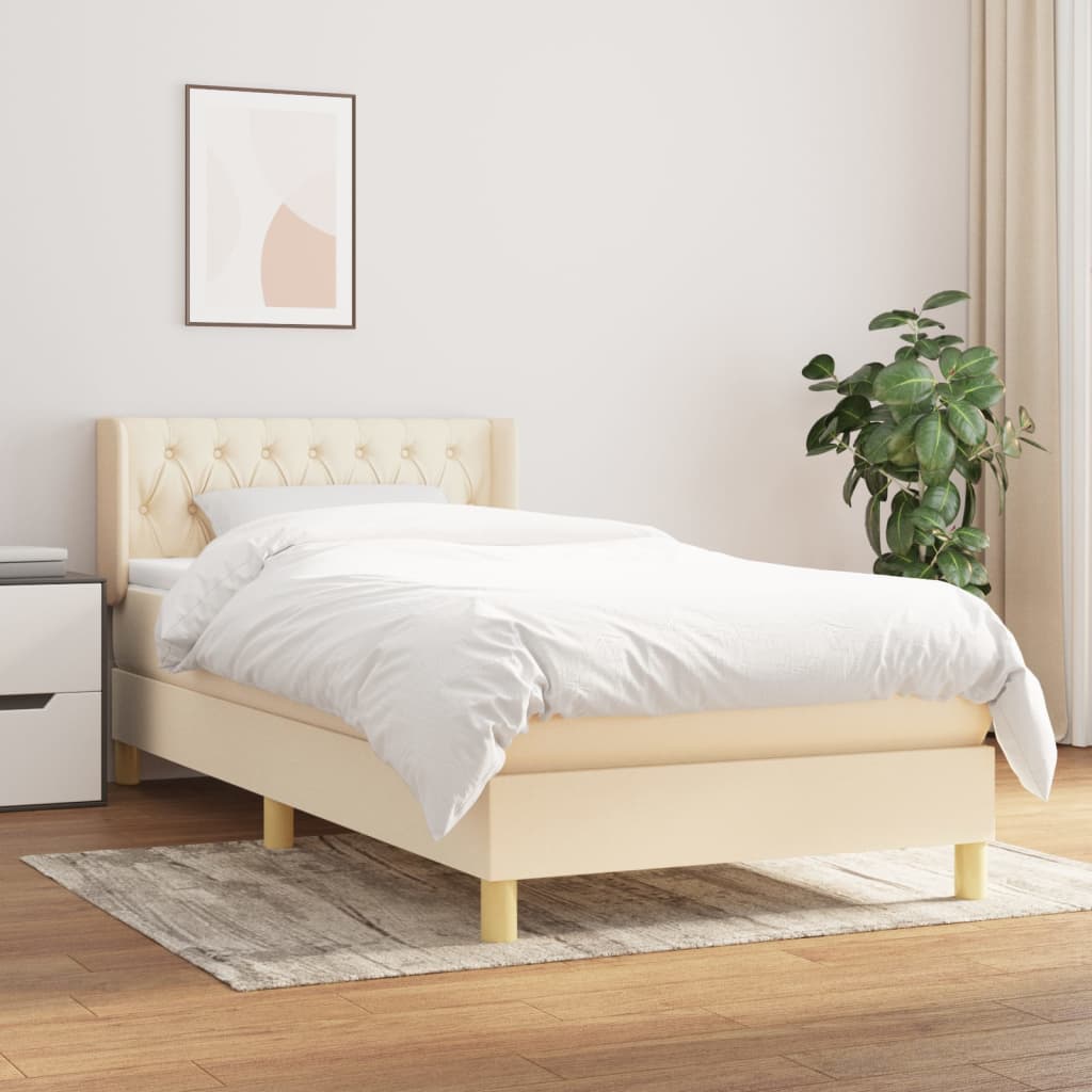 Κρεβάτι Boxspring με Στρώμα Κρεμ 90x190 εκ.Υφασμάτινο