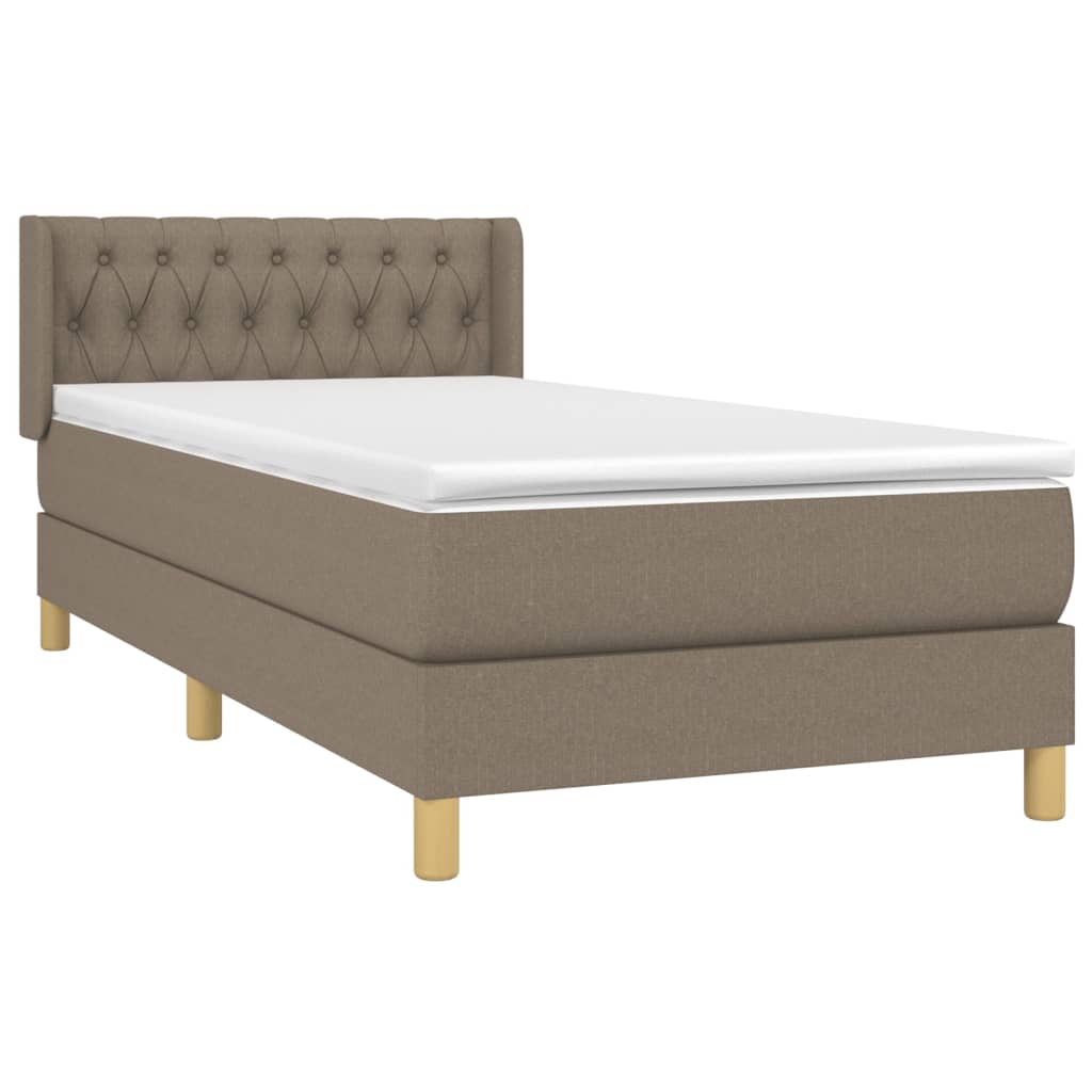 Κρεβάτι Boxspring με Στρώμα Taupe 100 x 200 εκ. Υφασμάτινο