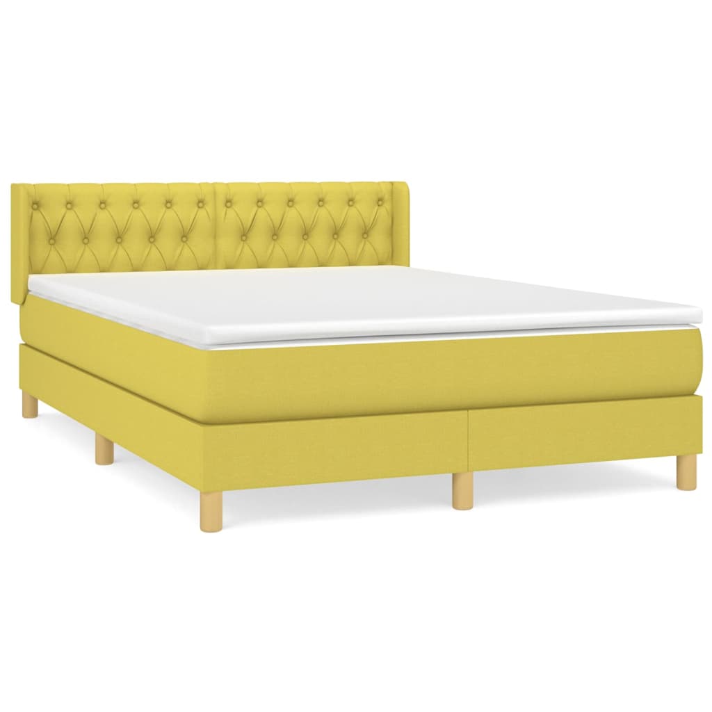 Κρεβάτι Boxspring με Στρώμα Πράσινο 140x190 εκ. Υφασμάτινο