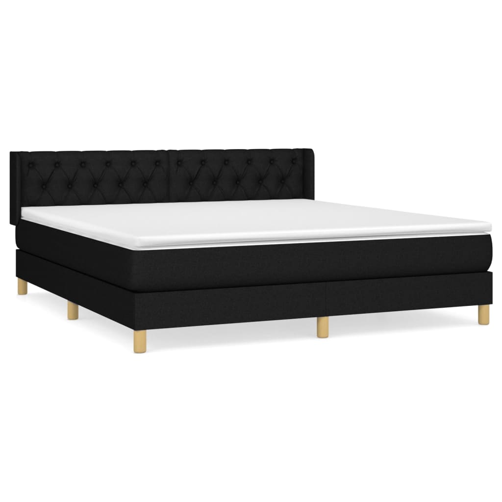 Κρεβάτι Boxspring με Στρώμα Μαύρο 160x200 εκ. Υφασμάτινο