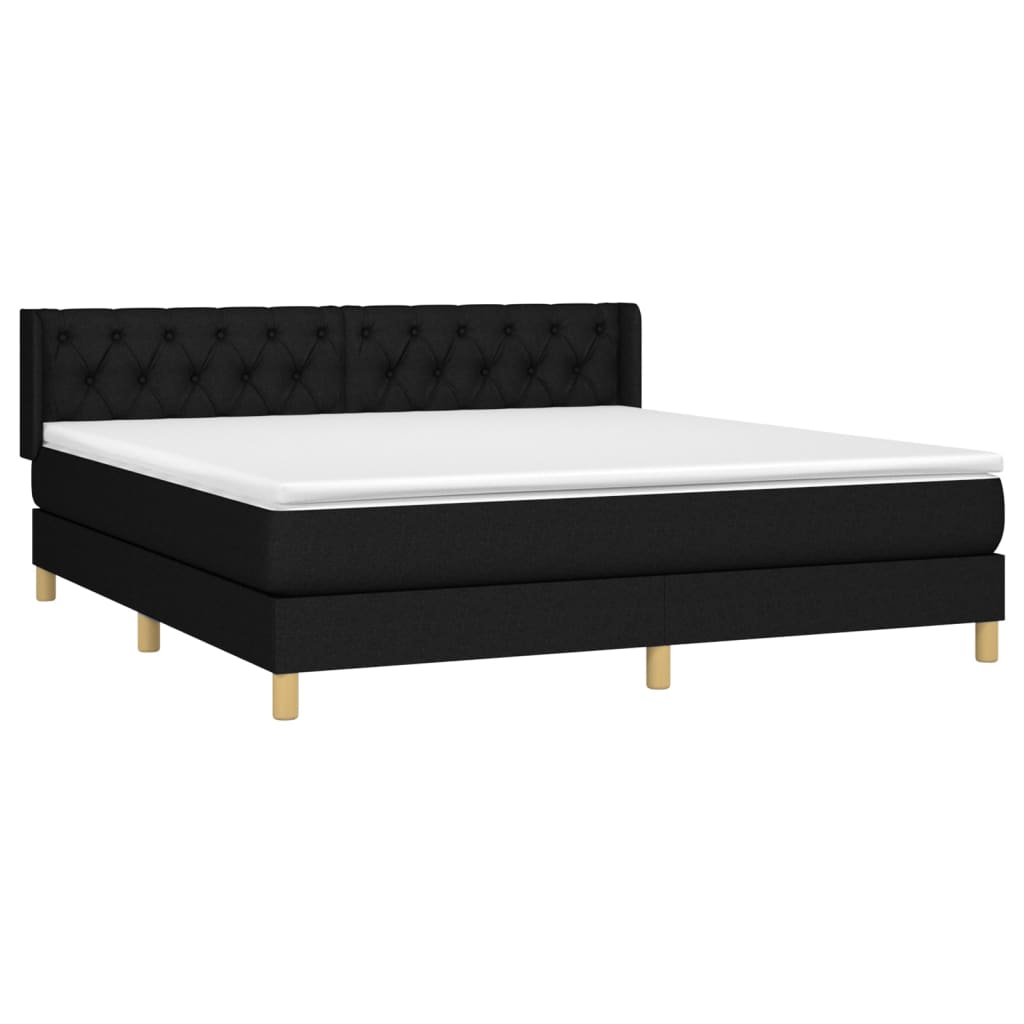 Κρεβάτι Boxspring με Στρώμα Μαύρο 160x200 εκ. Υφασμάτινο
