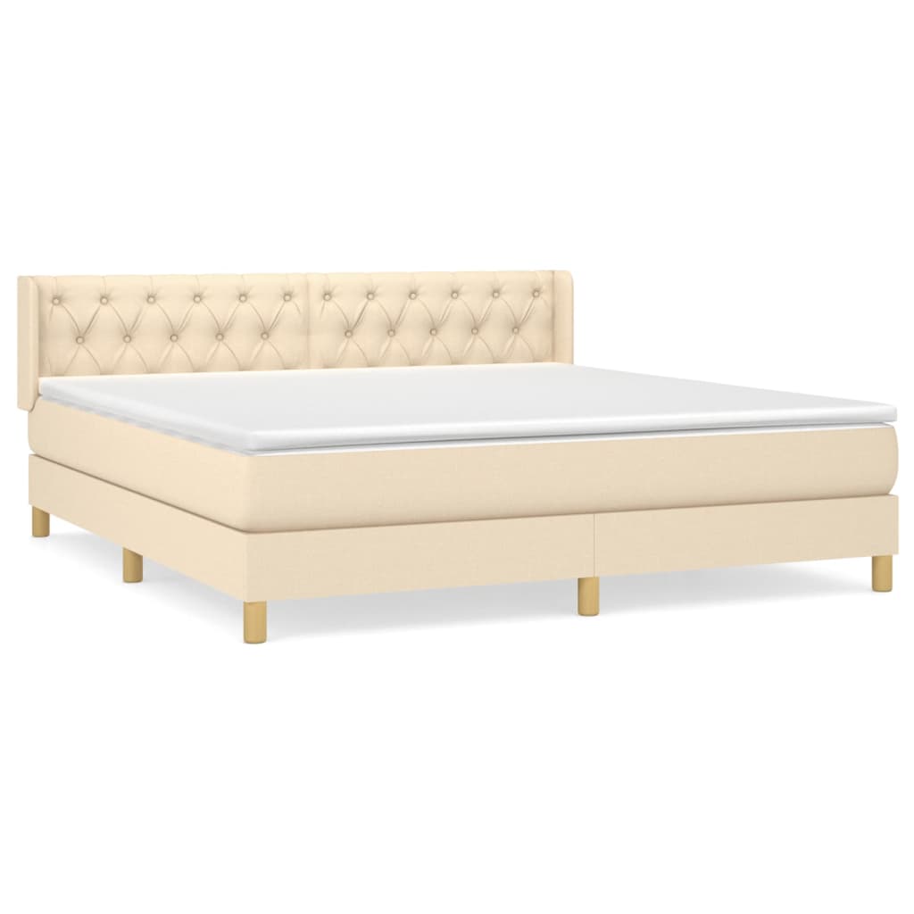 Κρεβάτι Boxspring με Στρώμα Κρεμ 160x200 εκ. Υφασμάτινο